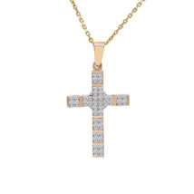 1.00 Carat Princess Cut Cross Diamond Pendant 14K  Yellow Gold - £521.67 GBP