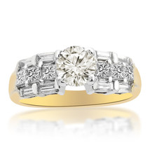 1.80 Carat I-VS2 Natural Round Cut Diamond Engagement Ring 18K Two Tone Gold - £2,329.37 GBP