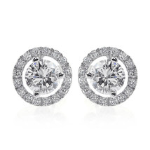 1.28 Carat Diamond Halo Pave Earrings 18K White Gold - £1,786.08 GBP