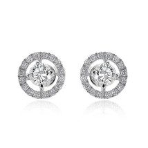 1.20 Round Cut Diamond Halo Stud Earrings 18K White Gold - £1,037.13 GBP