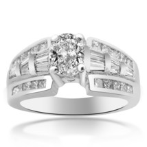 1.50 Carat F-VS1 Natural Oval Shape Diamond Designer Engagement Ring Platinum - £6,368.29 GBP