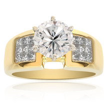 2.45 Carat H-VS2 Natural Round Cut Diamond Engagement Ring 18K Yellow Gold - £6,310.48 GBP