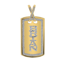2.25 Carat Round Cut Diamond Dog Tag Personalized Brian Pendant 14K Yellow Gold - £2,544.11 GBP
