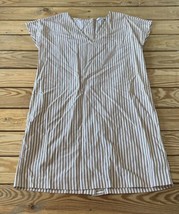 Madewell Women’s Stripe Back Button dress size S White tan R2 - £21.56 GBP