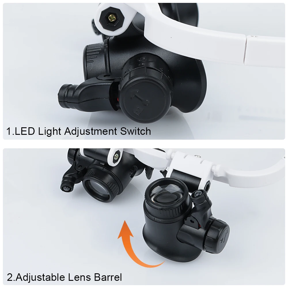 Dual-Lens Eye Loupe Magnifier For Electronics Watch Repair LED Lights Gles Magni - £165.13 GBP