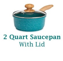 Pioneer Woman ~ TEAL Speckle ~ 2 Qt. Saucepan w/Lid ~ Nonstick Coating - £36.61 GBP