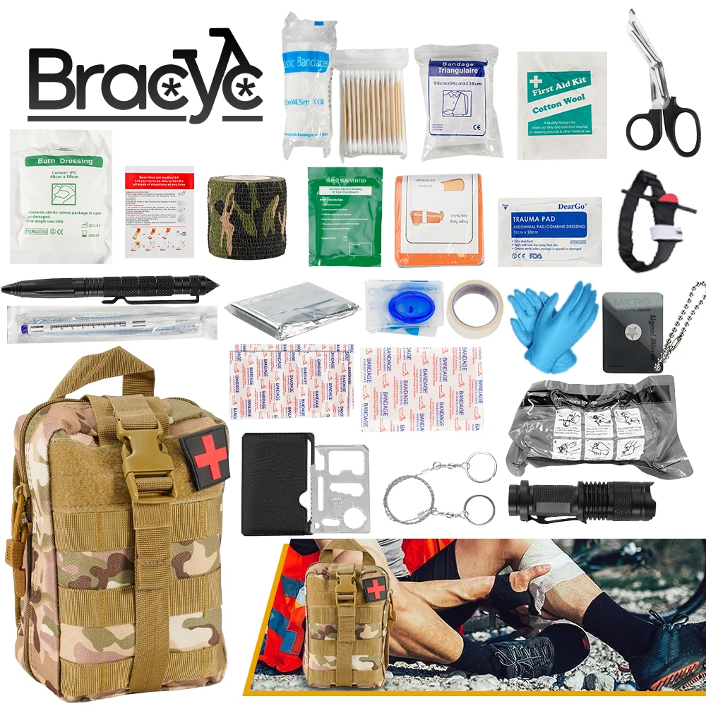 First Aid Survival Kit Tactical IFAK Pouch Supplied Camping Full Set Kit... - £44.82 GBP+