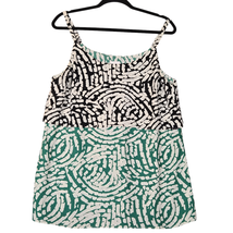 Cabi Womens Medium Hobnob Top Cami Sleeveless Green Black Tiered Layered... - $10.58