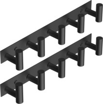 Black Hat and Coat Wall Mount Rack 5 Hooks for Robes Bags Keys and Towel... - £40.52 GBP