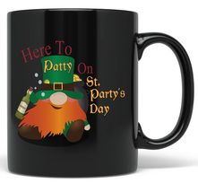 PixiDoodle St Patricks Day Party Leprechaun Coffee Mug (11 oz, Black) - £20.77 GBP+