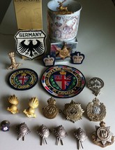 LOT 21 pc WW1 + WW2 Collection Medals cap Badges Patches + c1911 Souvenir Mug  - £293.46 GBP