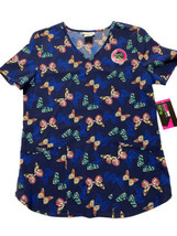 Scrubstar Women&#39;s Size Medium Butterfly Print Scrub Top Navy NWT - £11.45 GBP