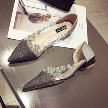 High Quality Women Flat Ballet Shoes Bling Crystal Pointed Toe Flats Shoes Elega - £57.54 GBP