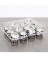 12 Compartment 100 Case Hinged Dome Clear Plastic Cupcake Container +Rebate - £81.69 GBP