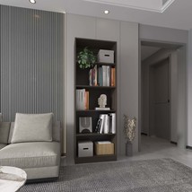 Kronos 4-Shelf Open Bookcase - Stained Walnut Storage - $2,828.43 MXN
