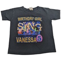 Sing Birthday Shirt Vanessa 5 Years Old Girls Tee Black - $15.00