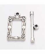 Rectangle Toggle Clasps Antiqued Silver Bracelet Necklace T Clasps 6 Set... - $8.05 CAD