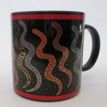 Laurel Burch Snake Spirit Mug Multi Color Snakes Gold Trim Coffee Cup Japan - £23.34 GBP