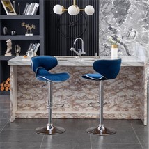 Blue Set Of 2 Roundhill Furniture Masaccio Velvet Upholstered Adjustable Swivel - £94.06 GBP