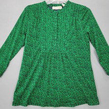 Liz Claiborne Women Shirt Size M Green Preppy Floral 3/4 Sleeve Lightweight Top - £11.50 GBP