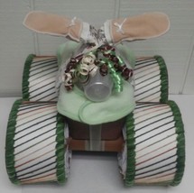 Brown and Green Woodland Theme Baby Shower Four Wheeler Diaper Cake Centerpiece  - £64.84 GBP