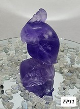 Purple Flourite Hand Carved Parrot, Cockatoo, Bird Natural Gemstone - £26.28 GBP