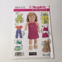 Simplicity 4654 18&quot; Doll Clothes Dress Shirt Pants Shorts Coat Jumper - £10.11 GBP