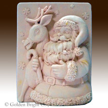 Snowflake Santa and Reindeer - 2D silicone Soap/polymer/clay/cold porcelain mold - £21.83 GBP