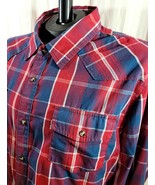 Levis Shirt Red Blue Plaid Modern Fit Western Pearl Snaps Size XXL 2XL L... - $376.03 MXN