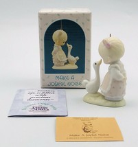 1989 Precious Moments Make A Joyful Noise Ornament 522910 Girl w/ Goose - £9.54 GBP