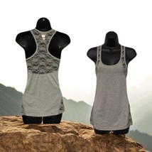 Chebery gray Stretchy lace trimmed Racer back tank top Women’s Size M Me... - $12.22