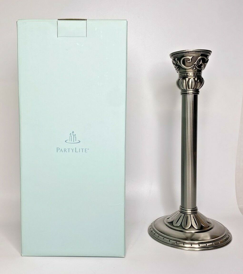 PartyLite Classic Creations Satin Silver Taper Holder 10.5" NIB P8A/P8951 - $14.99