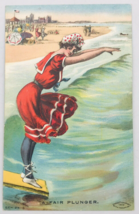 1909 Embossed MW Taggart Lady Red Swimsuit Seaside Ocean Postcard A Fair Plunger - £17.03 GBP
