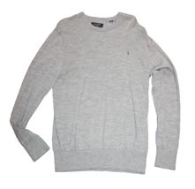 All Saints Sweater Men&#39;s X-Large XL Gray 100% Merino Wool Lightweight Cr... - £28.31 GBP