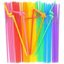 Disposable Colorful Drinking Straws, 100Pcs 7 Colors Flexible Straws,13Inch Extr - £11.18 GBP