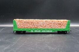 Vtg Tyco HO Great Northern 50&#39; Bulkhead Flat Car w/ Lumber Load - €12,87 EUR