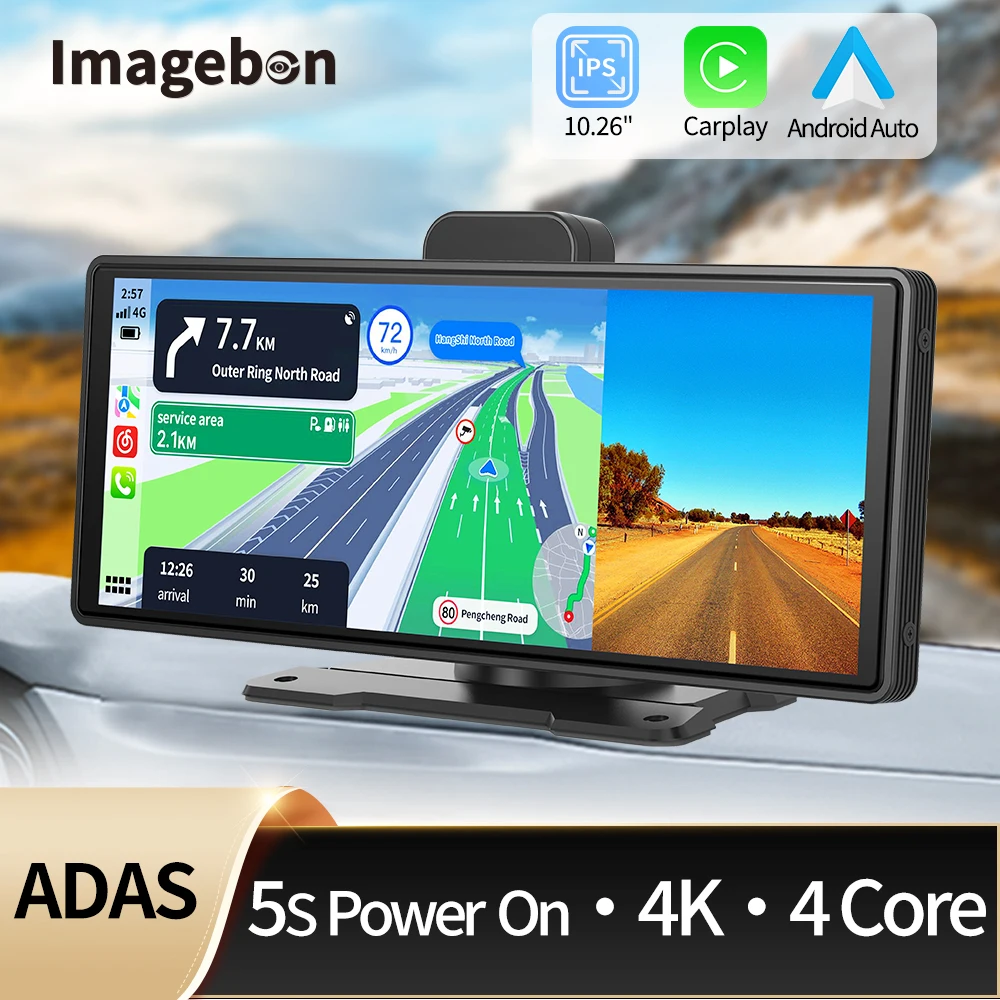 10.26&quot; 4K Dash Cam Adas Wireless Car Play Android Auto Car Dvr 5G Wi Fi Gps - £73.14 GBP+