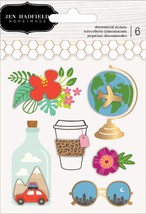 Chasing Adventures Layered Stickers 6/Pkg-W/Gold Foil Accents - $8.55