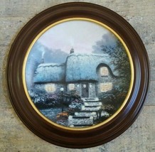 Thomas Kinkade Collector Plate Candlelit Cottage W/WOODEN Frame Limited Edition - £45.52 GBP