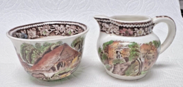 Miniature Cream Sugar Rural England Midwinter Hand Tinted Jug 2&quot; Sugar 1... - $29.21