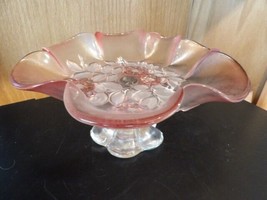 Mikasa Bella Rose Pink Frosted Crystal 8&quot; X 4 1/2&quot; Fluted Edge Plate Pedestal - $24.25