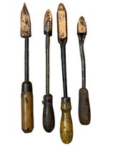 Lot 4 Vintage Copper Head Soldering Irons Tool Wood Handle - £74.63 GBP