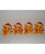 Vintage 4x Santa Teddy Bear Christmas Tree Lights Covers Only Replacemen... - $9.50