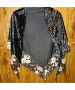 David &amp; Young Black Crushed Velvet Triangle Shawl with Lace Trim - One Size - $15.00