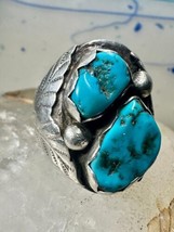 Navajo ring size 10.50 turquoise band sterling silver band women men - £191.76 GBP