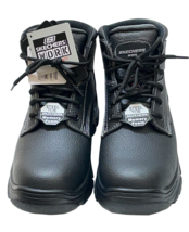 SKECHERS Steel Toe Work Boots Men 9 Construction Leather Blend Black 77143MC - £45.06 GBP