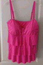Kenneth Cole Reaction 1X Hot Pink Tankini Top Ruffled Tiers (Nwt) - £16.75 GBP