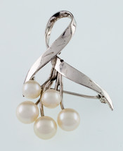 Mikimoto Sterling Silver Vintage Pearl Brooch Nice Condition - £164.51 GBP