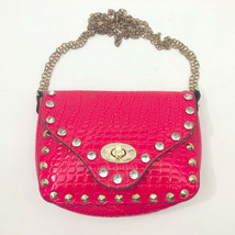 Red Embossed Faux Leather Small Shoulder Cross body Bag Rhinestone &amp; Studs - £11.89 GBP
