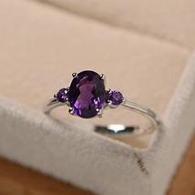 Arenaworld 925 Sterling Silver 6.25 Carat Amethyst Stone Oval Shape Antique Hand - £37.90 GBP